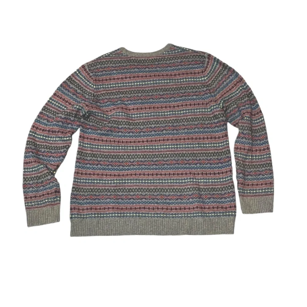 Fair isle crew neck wool cotton blend striped multicolor XL